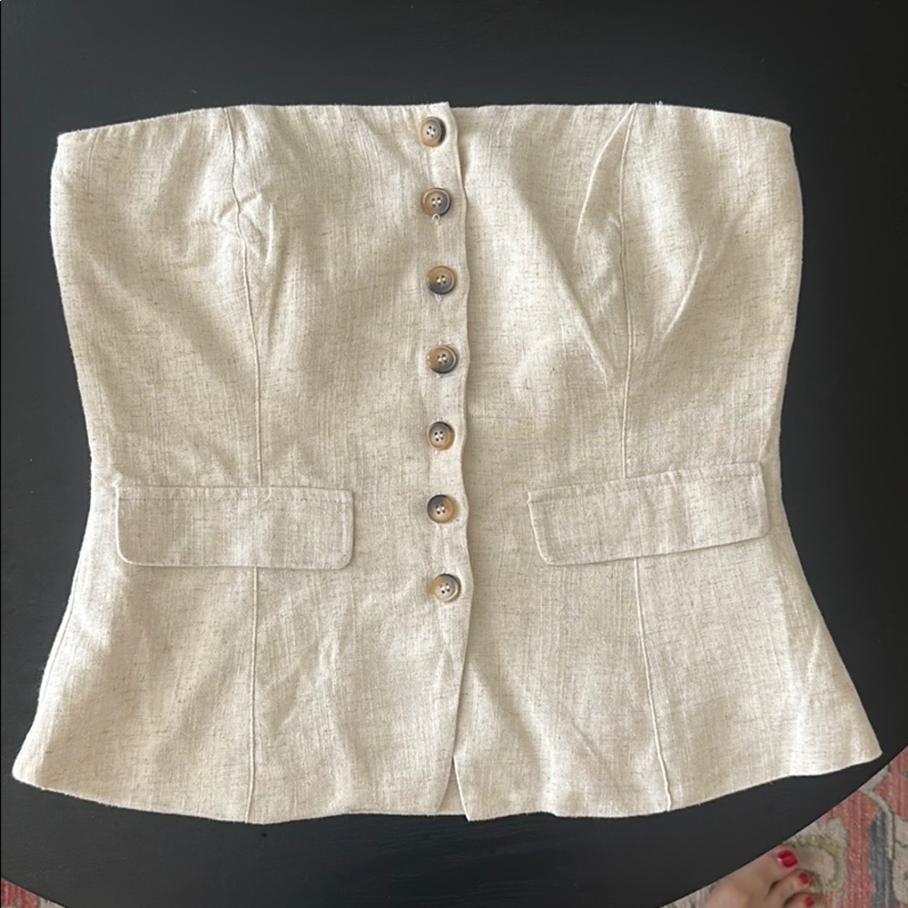 Heartloom linen button up tube top